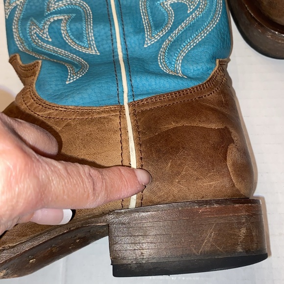 ROPER Womens Turquoise Square Toe Boots Mid Calf Low Heel 1-2", Size 5.5 - Picture 15 of 16